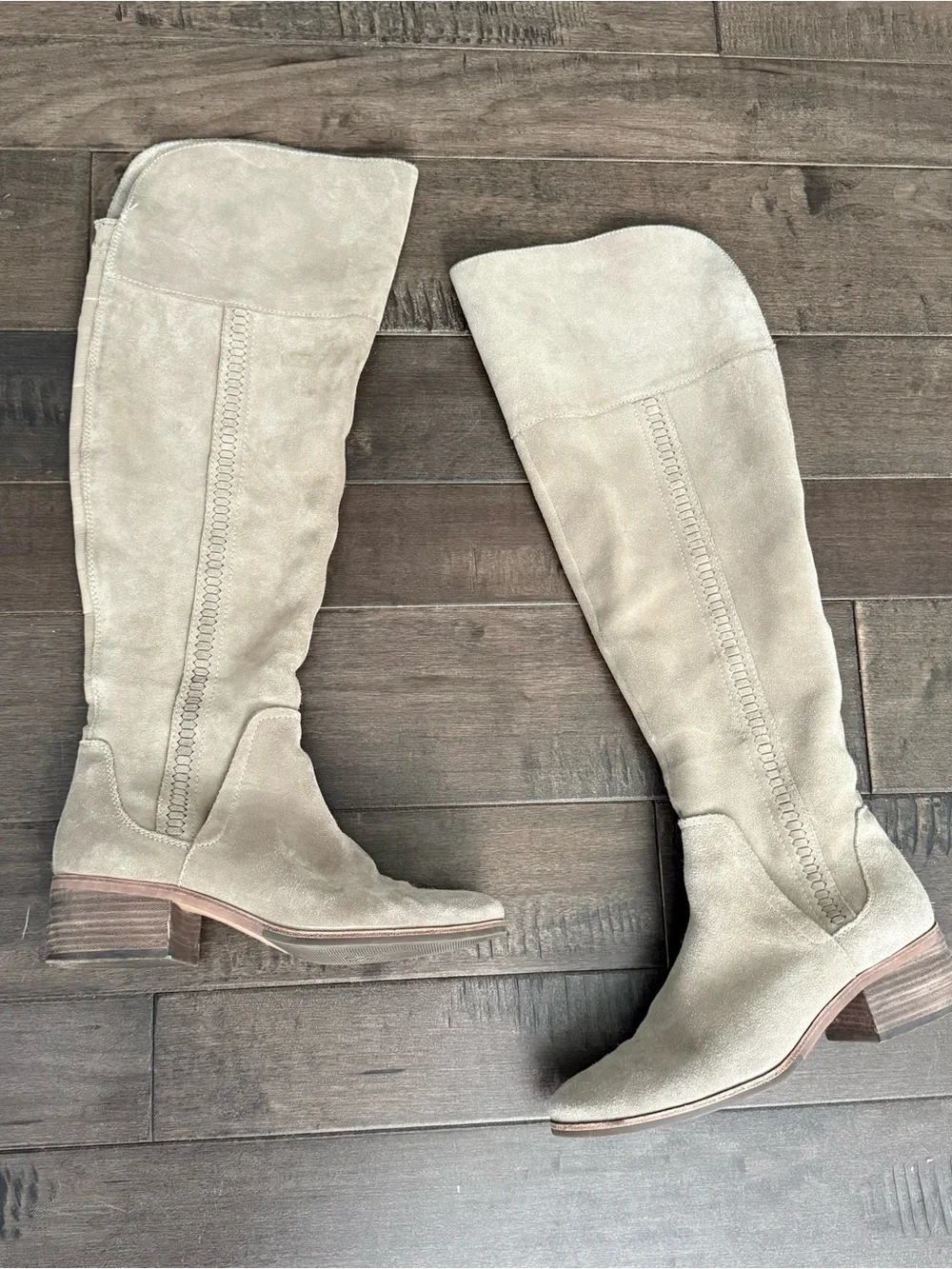 Vince Camuto Tall Suede Riding Boots in Light Beige